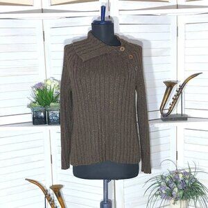 Vintage Brown Ribbed Knit Sweater 90s Y2K Medium Large